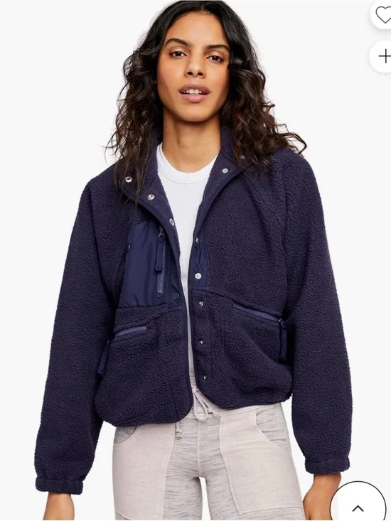 Free people Movement Hit the slopes fleece jacket sherpa navy size medium