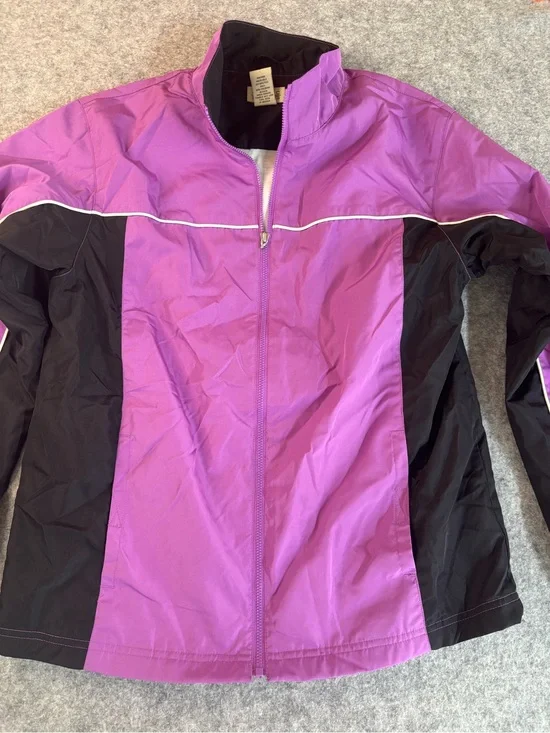 Classic Elements Purple and Black Zip-Up Windbreaker Jacket