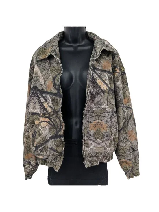 Camo Bomber Zip Up Jacket Gorpcore Utility Hunting Grunge Streetwear 90s Medium
