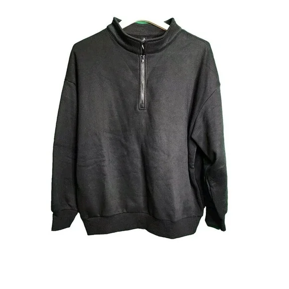 NWT Women's L Anrabess 1/4 Zip Pullover Sweatshirt Black large