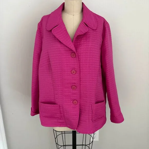 Harve Benard Women's Hot Pink Quilted Barn Jacket Lightweight Size Large