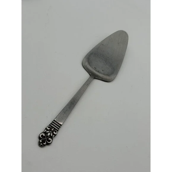 Cambridge Stainless Steel Japan Pie Cake Server Floral Scroll Handle Vintage