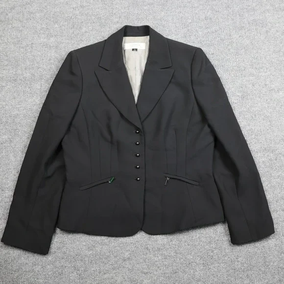 Tahari Arthur S.‎ Levine Blazer Womens 12 Black Tailored 6 Button Lined Jacket
