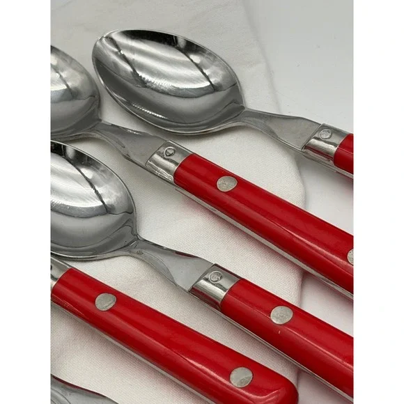 Vintage WF Washington Forge Mardi Gras Red Teaspoons Set of 3 Stainless Korea