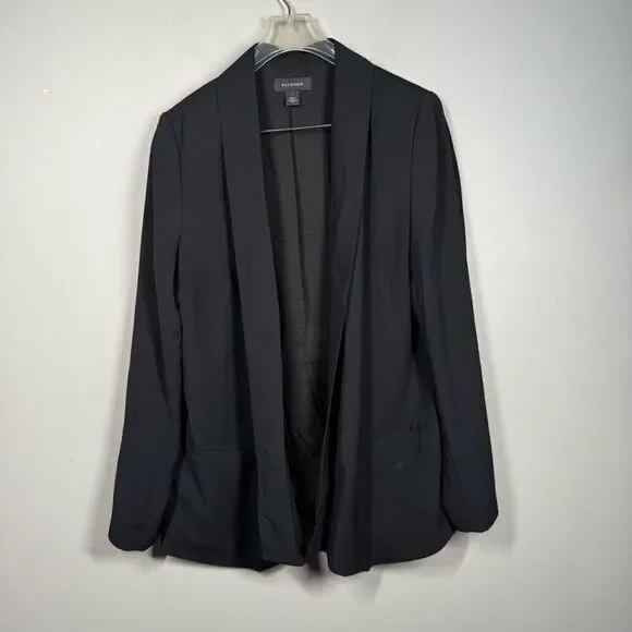 Halogen open front relaxed longline blazer black