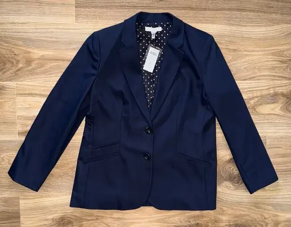 CHICO’S cotton blend navy blue blazer - size 2 (12-14/L)