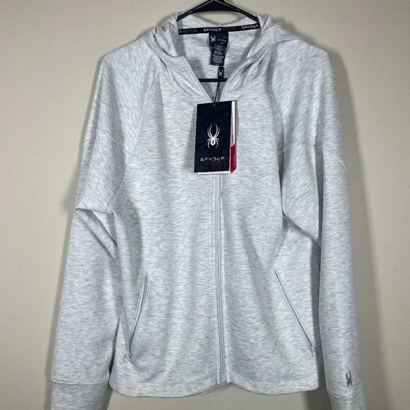 NWT! Spyder Active Women's Hooded Lightweight Jacket Gray White M Outdoor
