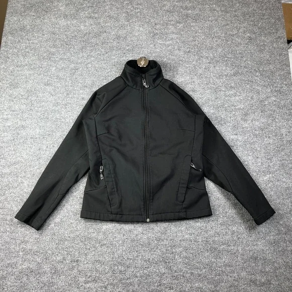 Columbia Jacket Women Medium Black Fleece Lined Full Zip Raglan Sleeve Mock Neck