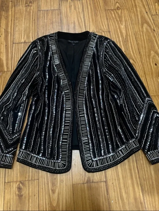 Boston Proper Size Medium Bedazzled Blazer w/Beads, Rhinestones, & Stars