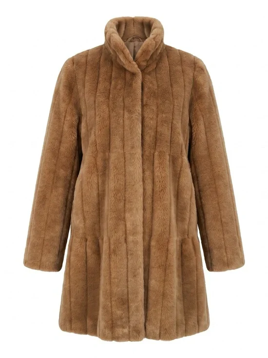 Golden Color 100% Modacrylic Faux Fur Coat By- Fully Fashions. Size Large