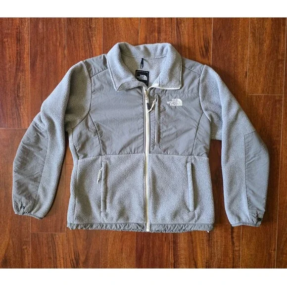 The North Face Womens Denali Fleece Jacket Grey Full Zip Mock Neck Size M