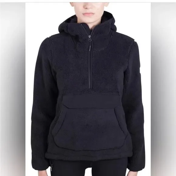 The‎ North Face Womens Campshire Sherpa Fleece Pullover Hoodie Size Large Black