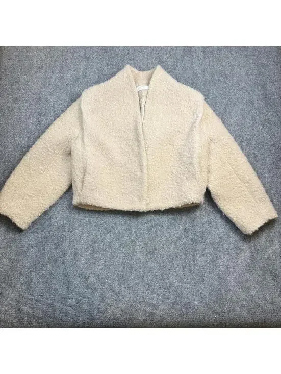 ASTR The Label cream cropped teddy jacket in size S
