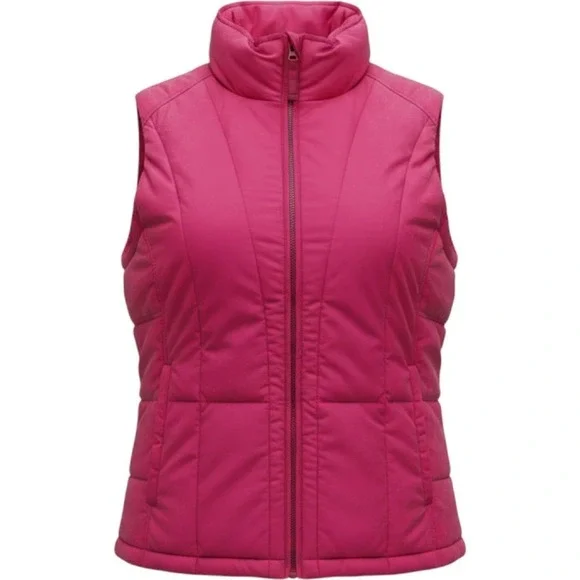 Woolrich Puffer Vest Womens Small Ruby Red Excellent Quilted Full 2 Way Zipper