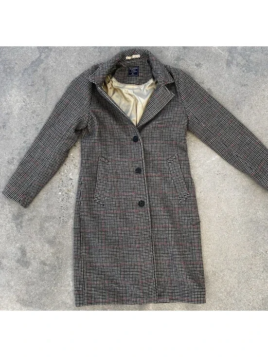 Abercrombie & Fitch A&F Wool Blend Houndstooth Blazer Coat Plaid Size Medium