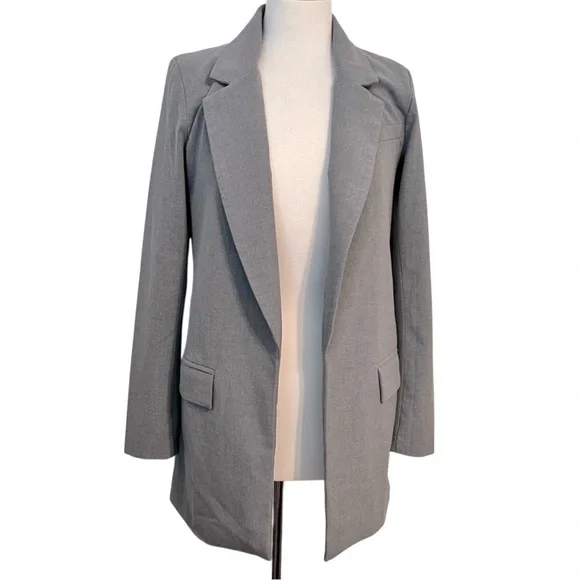 Joie Light Grey Long Open‎ Front Blazer.