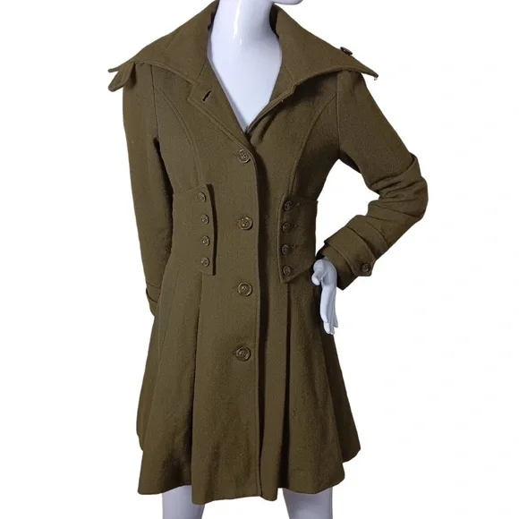 EUC Anthropologie Hazel Azel Corset and Military Style Olive Green Women's‎ Coat