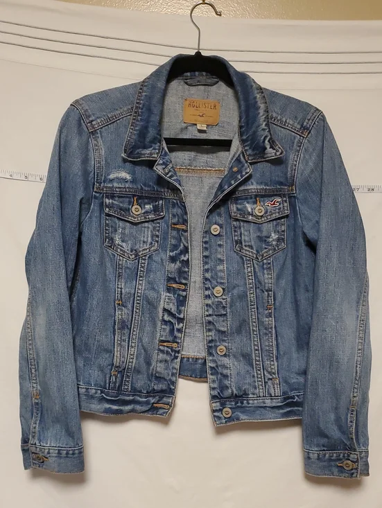Vintage Hollister Denim Medium Wash Blue Denim Classic Trucker Jean Jacket Lg