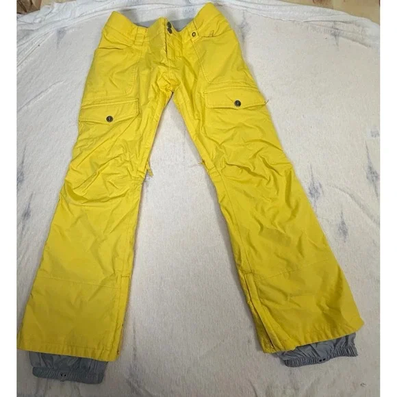 Burton DRYRIDE Snow Pants Womens S Yellow Waterproof‎ Ski Snowboard Cargo
