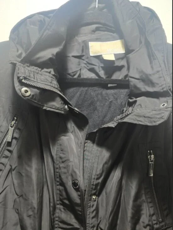 Michael Michael Kors Women Black Utility Hooded Jacket - Size XL
