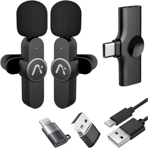 Wireless Mics, Wireless Clip on Microphones, Lapel Microphone A2d One Pair Two
