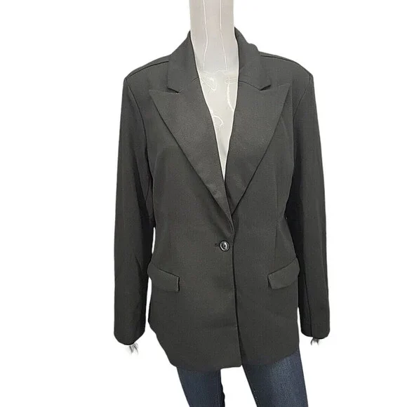 Studio Park Womens Dressy Work Office Casual Blazer Large Size Black Jacket