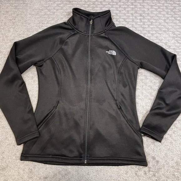 North Face Women's Medium Full Zip Soft Shell Fleece Lined Jacket Black
