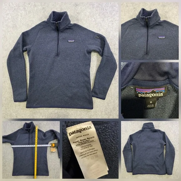 Patagonia Better Sweater Jacket Womens Medium Blue 1/4 Zip Fleece Pullover 25617