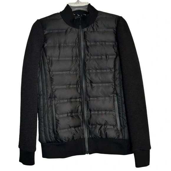 Marc New York Performance Puffer Bomber Jacket Black Knit Sleeves Womens‎ S