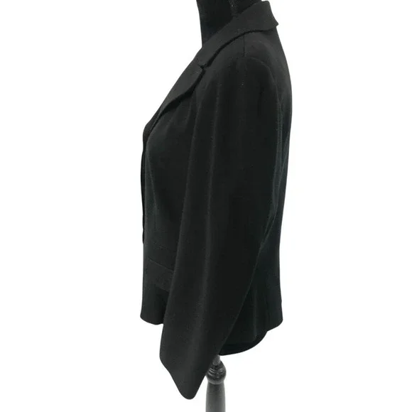 Talbots Petite Black Blazer Size 12 Italian‎ Fabric Tailored Peplum C Corporate