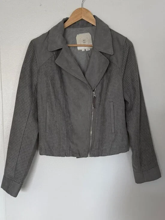 ANTHROPOLOGIE HEI HEI VEGAN SUEDE MOTO JACKET SIZE M