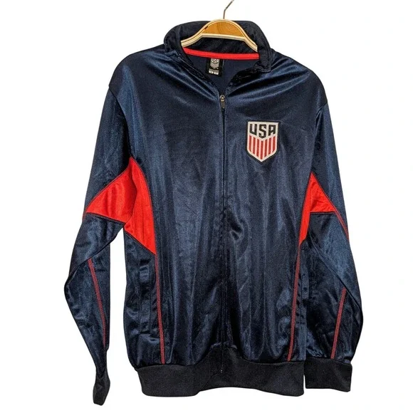 US Soccer National Team: Dark Blue Red Jacket  Full‎ Zipper Sz. Small