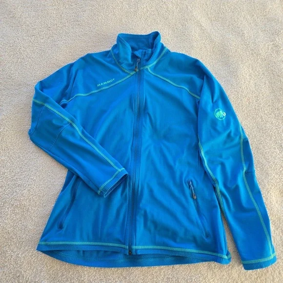 Mammut Women's Blue‎ Lightweight Full-Zip Waffle Fleece Jacket Size XL