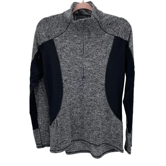 Athleta 1/4 Zip Pullover Jacket Black Heather Women's Size S
