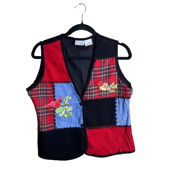 Blair Patchwork Vest 90s Vintage Women's S Cottagecore Corduroy