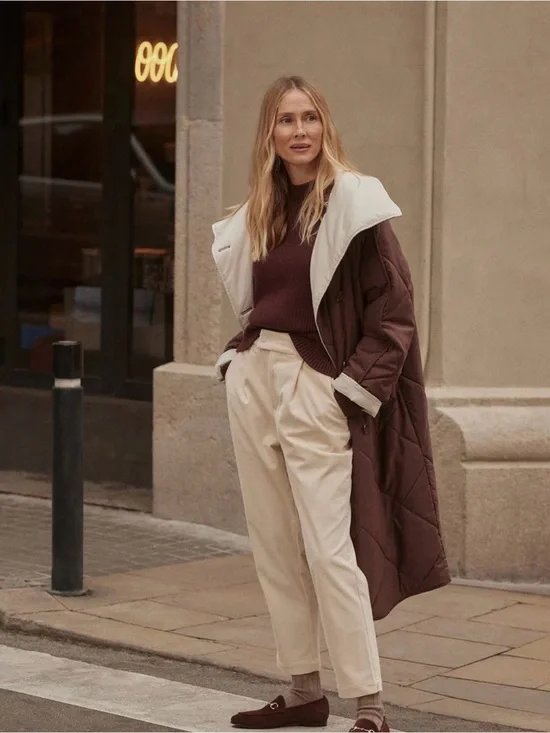 Varley Annalise Reversible Wrap Coat deep mahogany