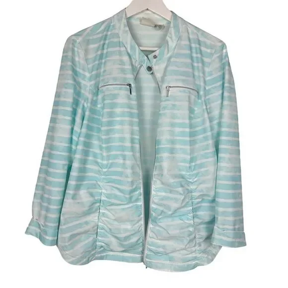 Chico's Zenergy Watercolor-Stripe Jacket size Large