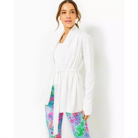 Lilly Pulitzer Luxletic Caspain Wrap Jacket Top Robe Cover-Up Resort M 288588