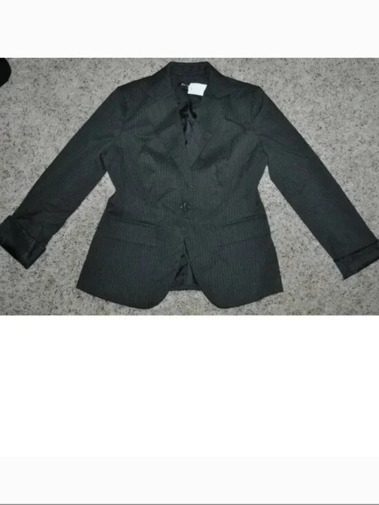 Apt 9 Blazer Womens 4 Black Pin Striped Long Sleeve Lined Business Suit Jacket