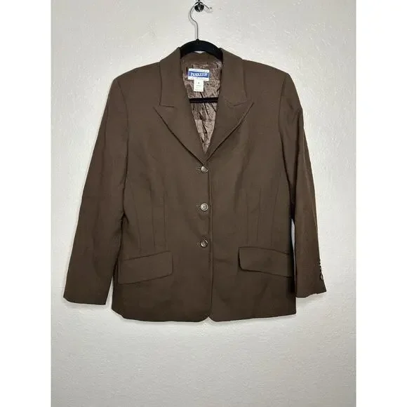 Pendleton Women's 100% Wool Vintage Blazer Brown Career Academia Size‎ 6