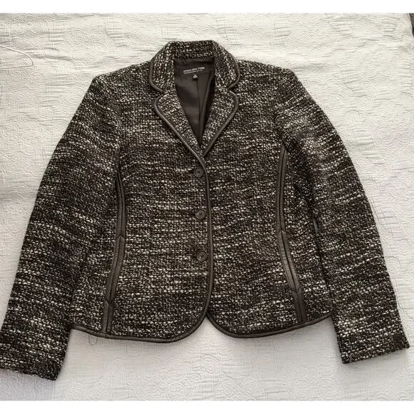 Jones New York Collection Petite Jacket Blazer Black‎ Tweed Women’s Size 8 P