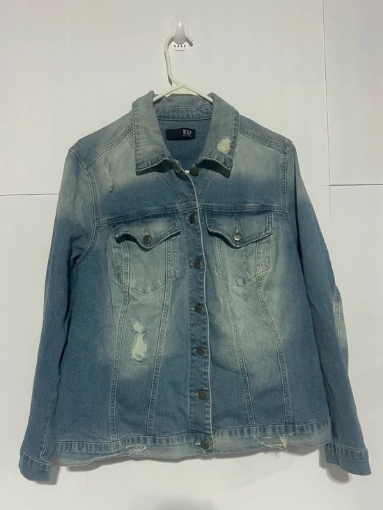KUT from the Kloth Lily Light Wash Distressed Denim Jacket