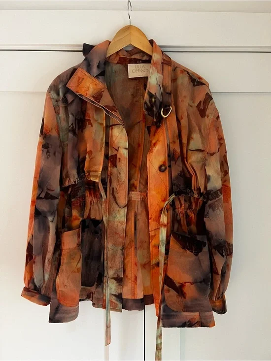 Ulla Johnson Orange Brown Watercolor Utility Jacket