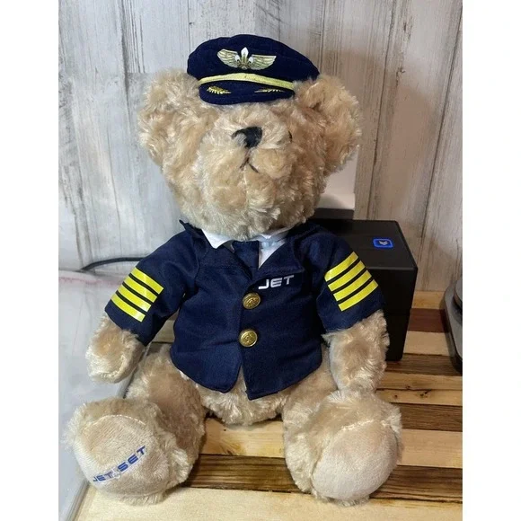 Pilot Teddy Bear Jet Set Captain Suit Shirt Tie And Cap 14