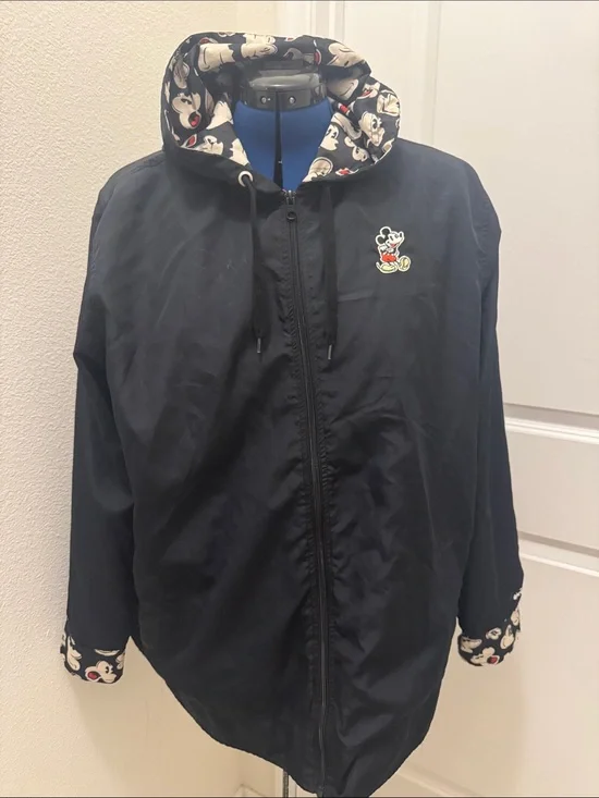 Disney Parks Mickey Mouse Hooded Windbreaker Jacket black shell 1X