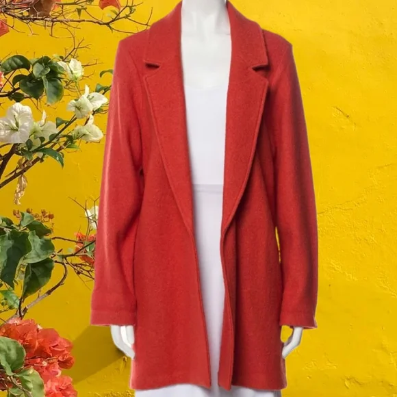 Rachel Zoe 🌹 Rose🌹 Red Wool Blend Open Front Blazer Jacket Size Large