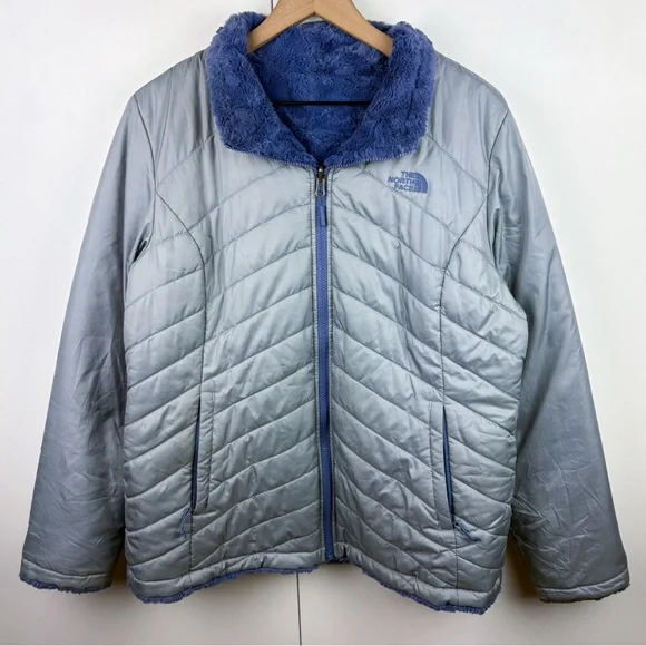 The North Face Mossbud Insulated Reversible Jacket Blue Fleece Water Resistant