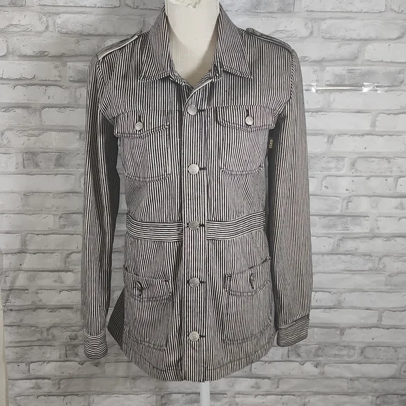 Stussy World Tour Rare Button PinStripe Pea Coat Utility Jacket