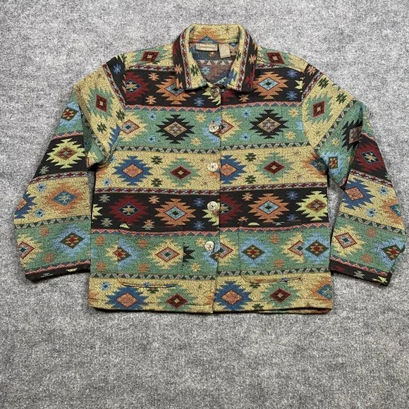 Jane Ashley Casual Lifestyle‎ Southwestern Geometric Print Blazer Jacket Women L