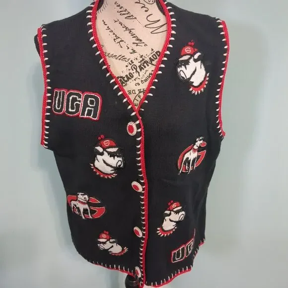 Georgia bulldogs Women's Castles Sport Cardigan Vest large NCAA Football